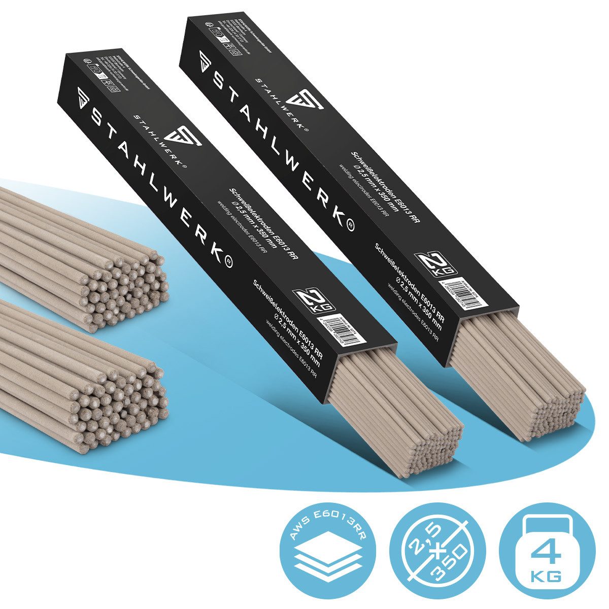 STAHLWERK Stabelektroden 2 x Stabelektroden AWS E6013RR dick rutilumhüllt, (Packung), hochwertiges Schweißzubehör für Ihre Schweißarbeiten