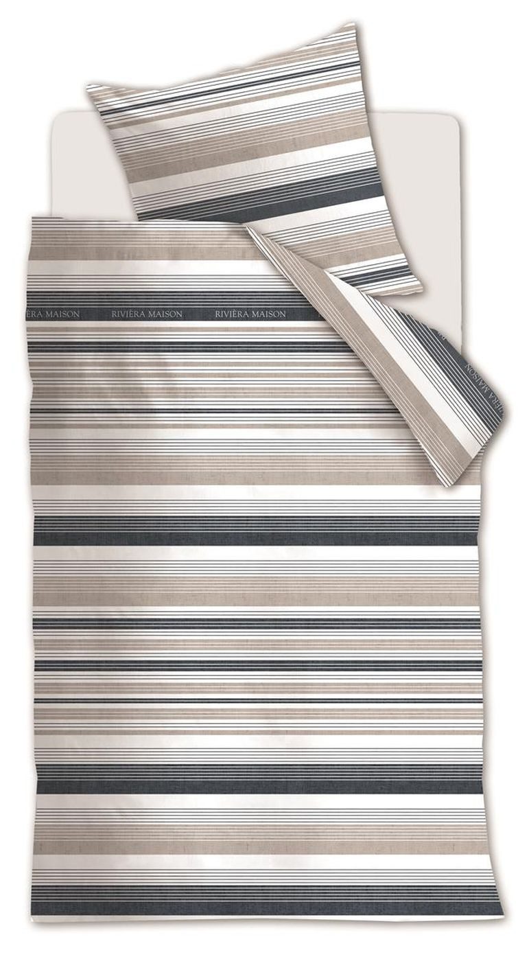 Rivièra Maison Bettwäsche Sturdy Stripe_Navy_DE_UV_135x200 1 Bettbezug, 1 Kissenbezug 135 x 200, 2 teilig, Bettbezug Kopfkissenbezug Set kuschelig weich hochwertig