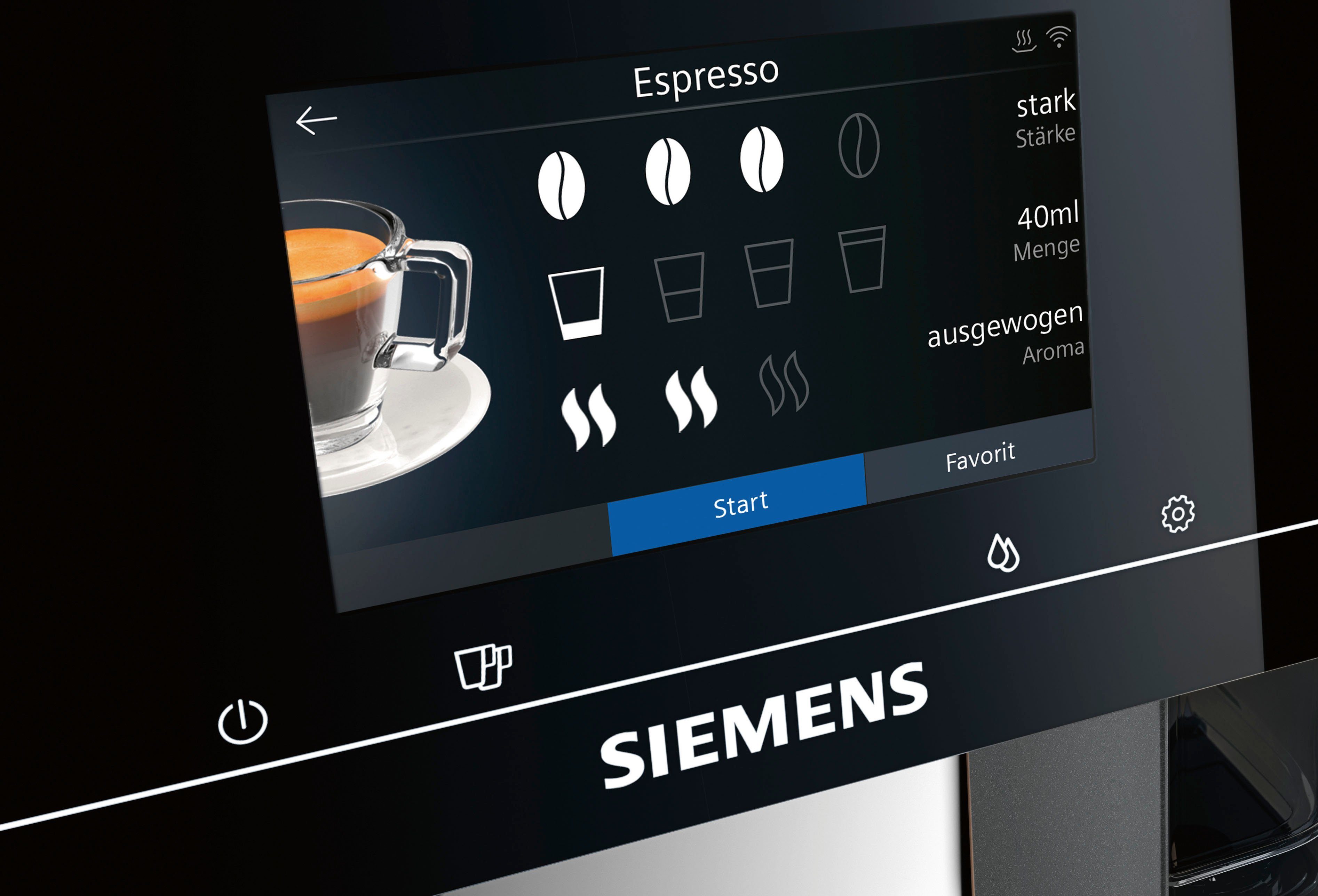 bis classic 15 Milchsystem-Reinigung speicherbar, Profile Kaffeevollautomat EQ700 SIEMENS TP707D06, Full-Touch-Display,