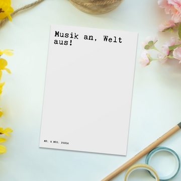 Mr. & Mrs. Panda Postkarte Musik an, Welt aus!... - Weiß - Geschenk, Hören, Sprüche, Spruch, Kar, Matte Rückseite