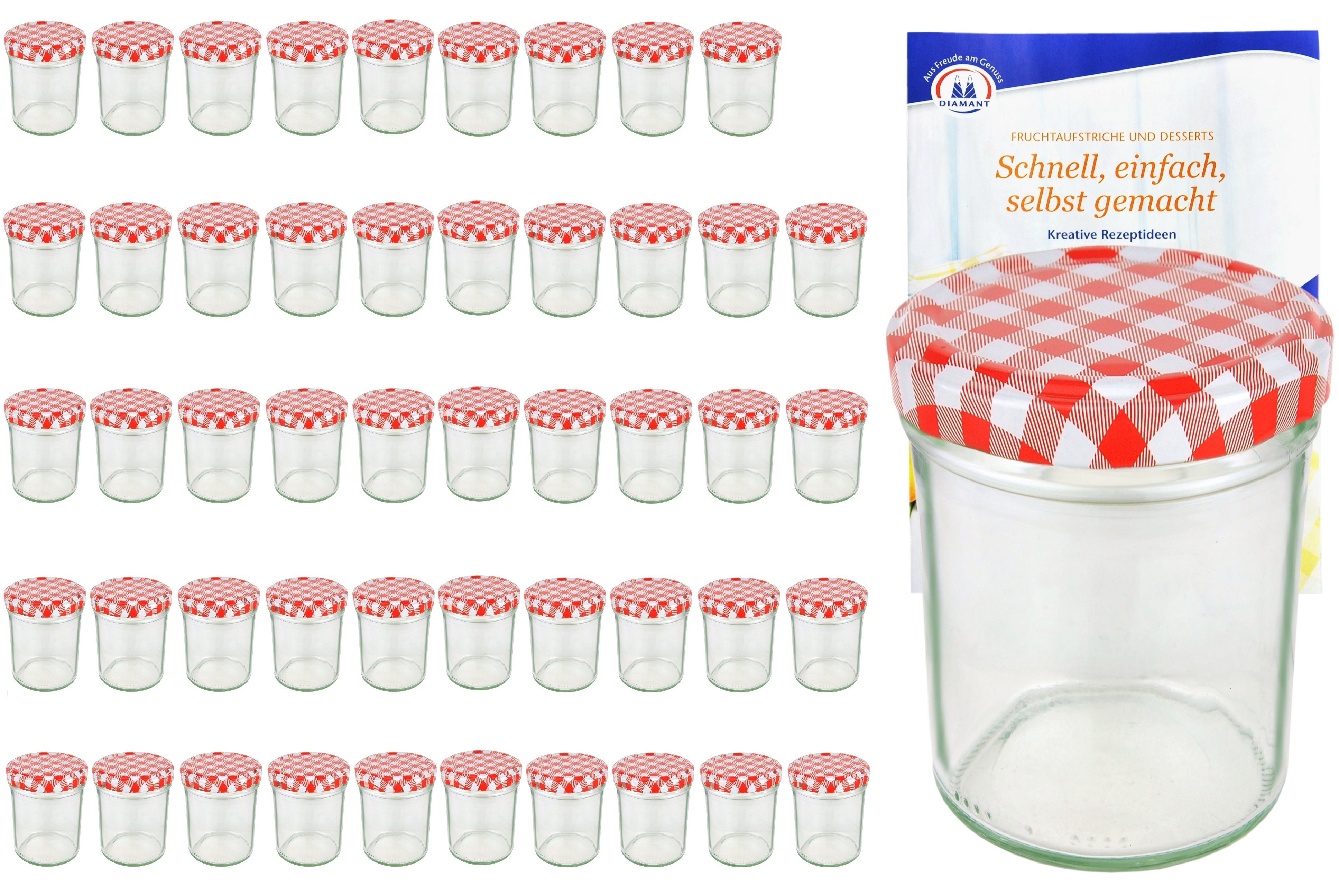 Set To MamboCat karierter rot Rezeptheft, 50er 230 Deckel Einmachglas HOCH Glas Sturzglas 66 ml