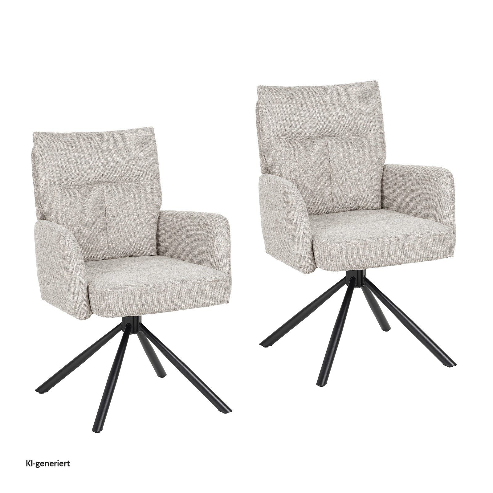 HTI-Living Esszimmerstuhl Esszimmerstuhl Kyra Beige 2er-Set (Set, 2 St), Drehstuhl Auto-Return – Bild 2 von 5