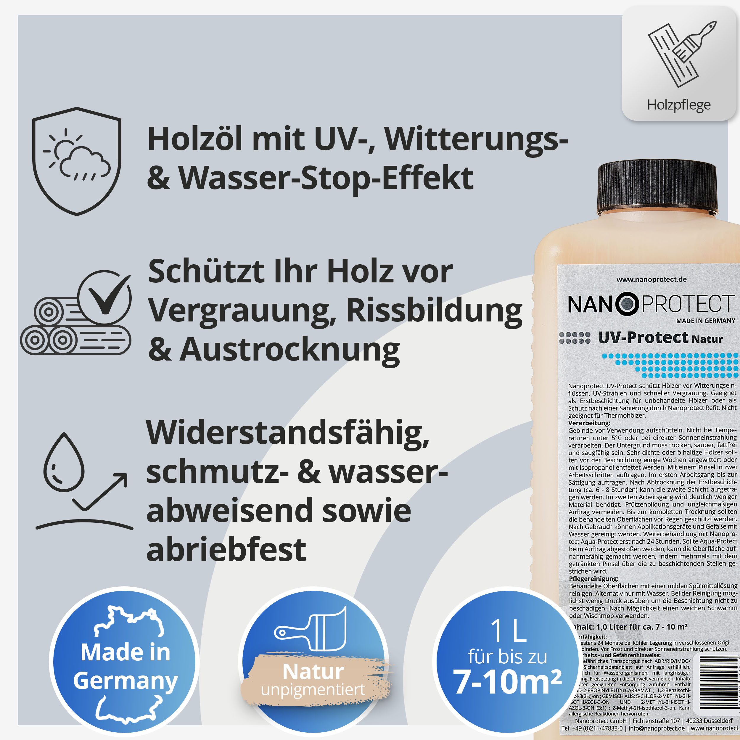Nanoprotect Holzöl UV-Protect Natur (unpigmentiert)