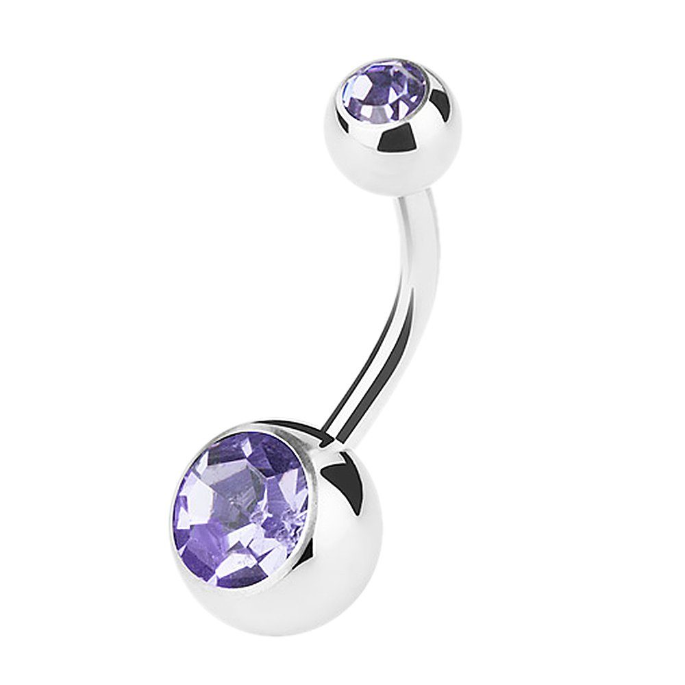 Taffstyle Bauchnabelpiercing Banane Piercing Bauchpiercing Stecker Gebogen Doppel Kristall, Piercing Banane Chirurgenstahl Stecker Gebogen Doppel Kristall Kugel