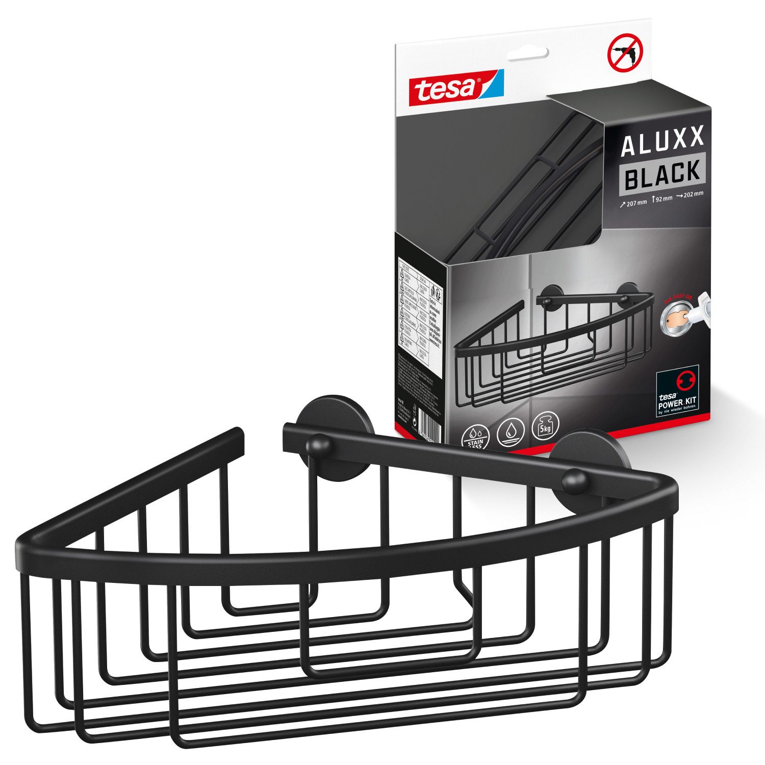tesa Duschablage ALUXX BLACK Eck-Duschablage, einstöckig, Set 1-tlg., mit K günstig online kaufen