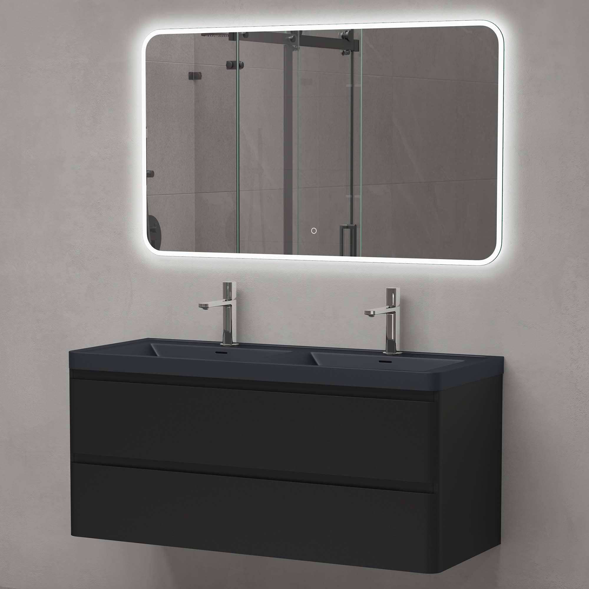 doporro Badmöbel-Set Mineraguss Waschbeckenunterschrank Badezimmer Soft-Clo günstig online kaufen