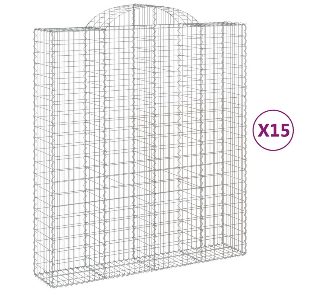 Thumbnail - vidaXL Blumentopf Gabionen mit Hochbogen 15Stk. 200x50x220/240cm Verzinktes Eisen (15 St)