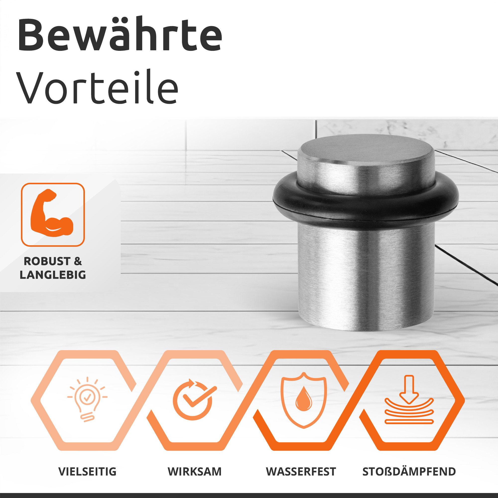 ECENCE Bodentürstopper Türstopper Boden zum Schrauben 2x Türaufhalter