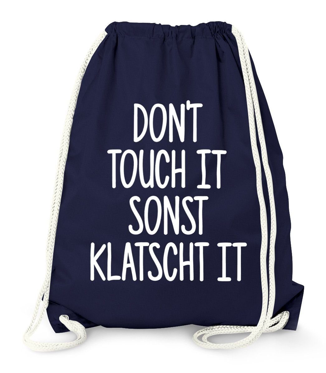 MoonWorks Turnbeutel Turnbeutel Spruch Don`t touch it sonst klatscht it Beutel Sportbeutel Moonworks® navy