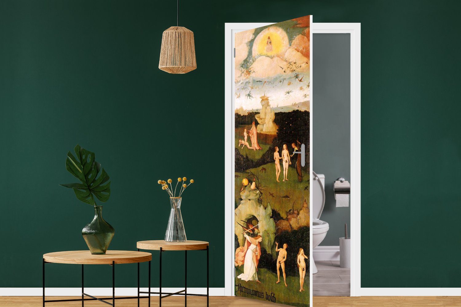 Triptychons Flügel MuchoWow St), Tür, (1 75x205 - für Türaufkleber, Türtapete cm Heuwaage Fototapete Bosch, Hieronymus bedruckt, Matt, des von linker Gemälde