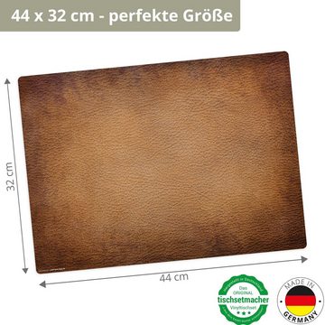 Platzset, Tischset, Platzset abwaschbar - Leder Optik braun, Tischsetmacher, (aus erstklassigem Vinyl, 4-St., 44 x 32 cm / braun), Made in Germany