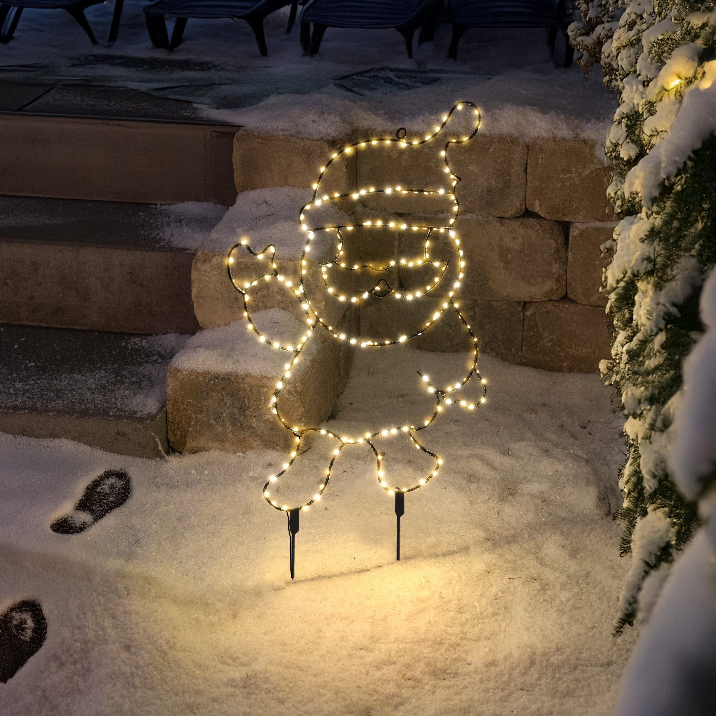 esotec LED Gartenleuchte Solar Weihnachtsmann H=70cm 200LEDs Weihnachtsdeko Metall außen 103408, automatisches Einschalten bei Dämmerung, LED fest integriert, warmweiß, winterfest