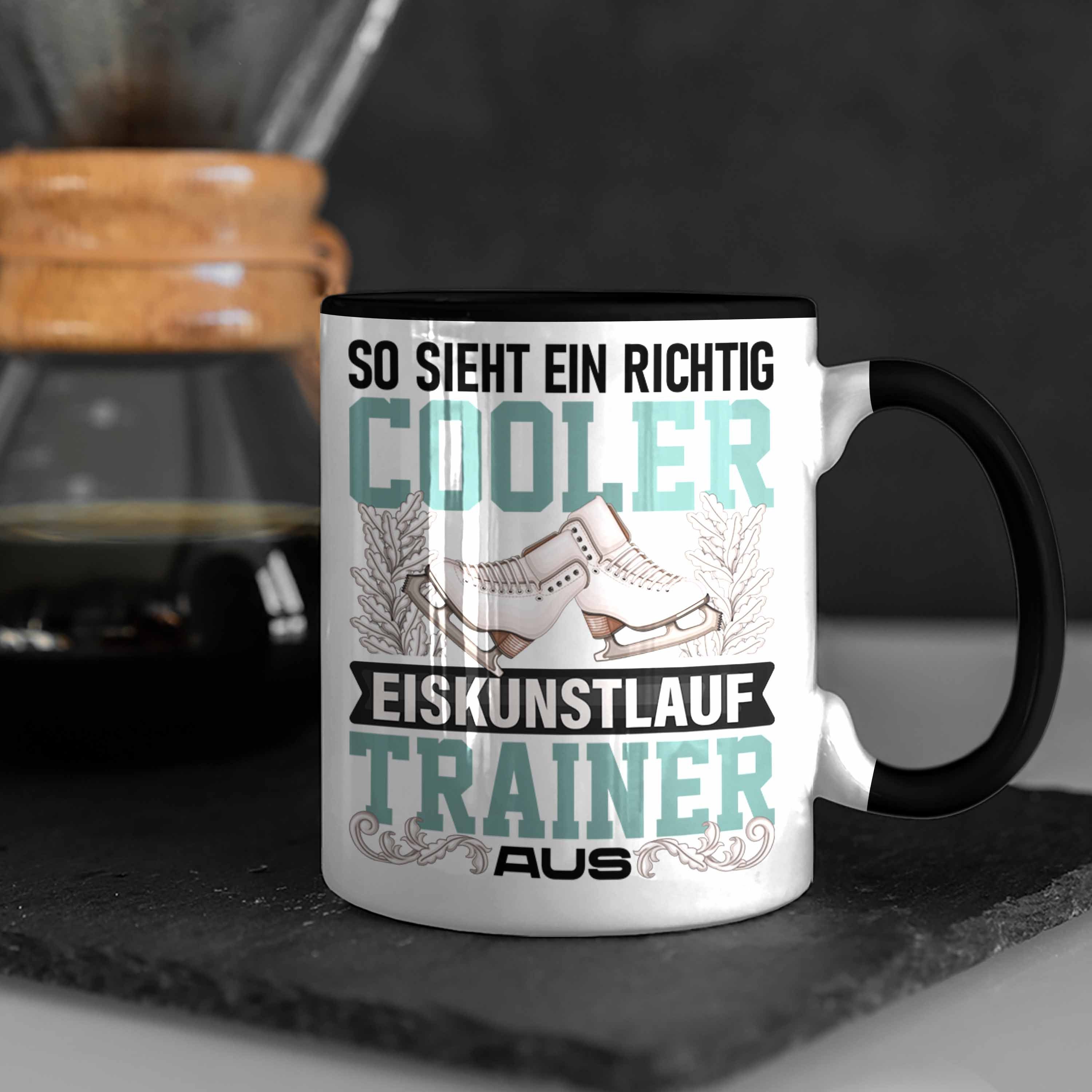 Trendation Tasse Eiskunstlauf Trainer Tasse Eiskunstläufer Geschenkidee Traine Schwarz Geschenk
