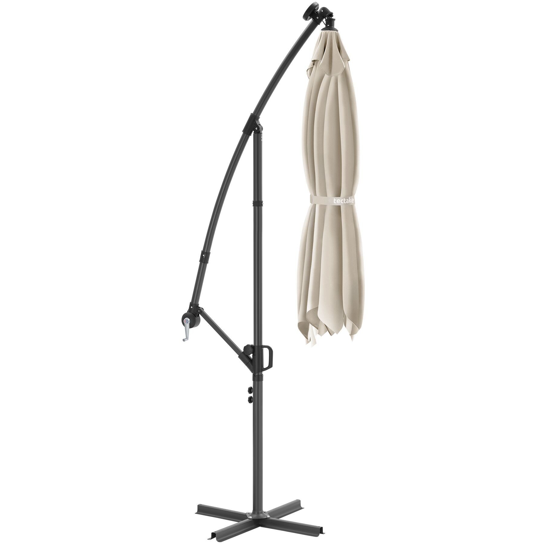 tectake Ampelschirm Sonnenschirm mit Doppeldach und LED Solar-Beleuchtung, 3 x 3 m, Balkonschirm Artemis, für Außen in Beige, 360° drehbar, wasserabweisend, neigbar, Kurbel, inkl. Schutzhülle