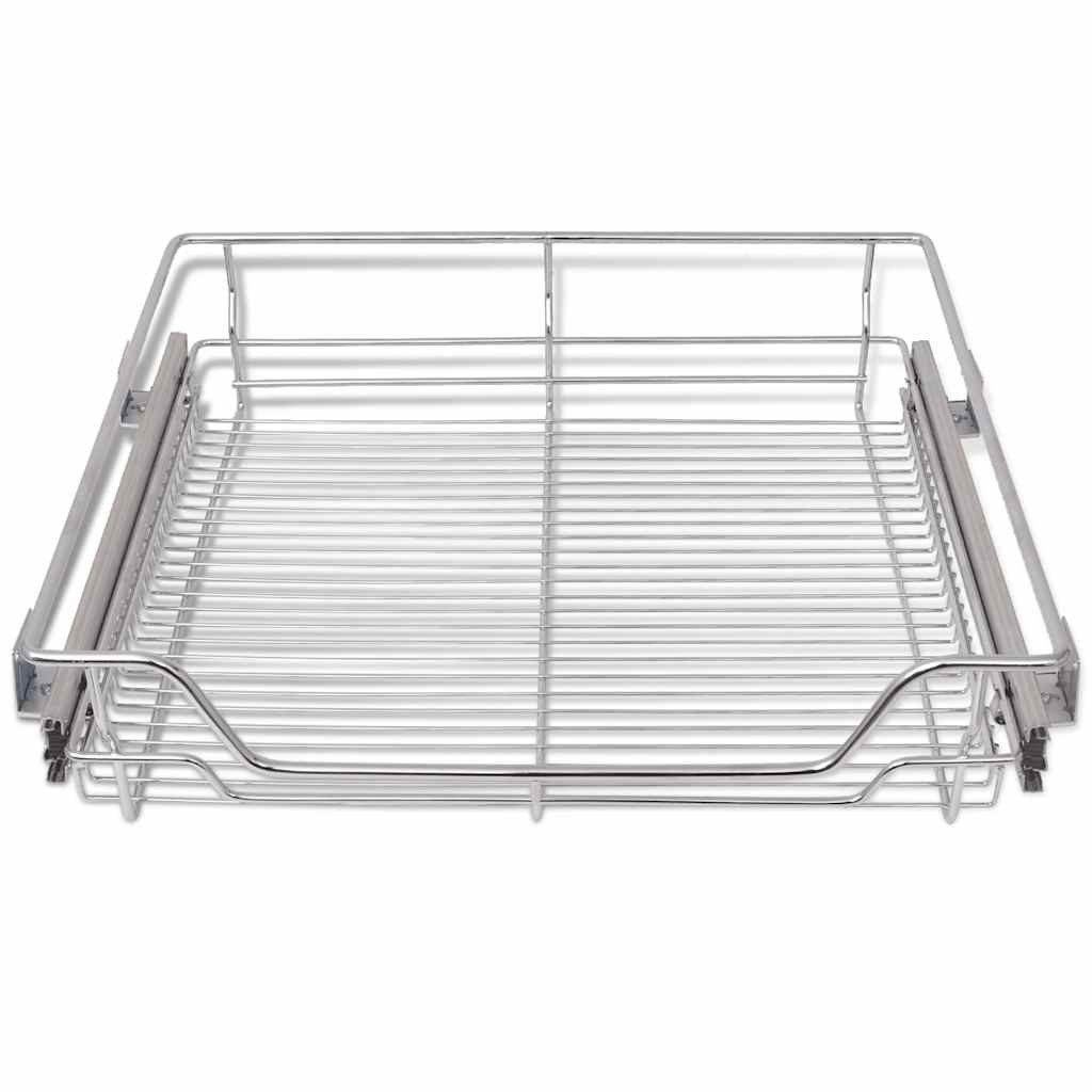 vidaXL Küchenregal Einbauschublade Korbauszug 2 Stk. Silbern 600 mm, 2-tlg., 2x Einbauschublade 60cm Teleskopschublade Korbauszug Küchenschrank – Bild 4 von 5
