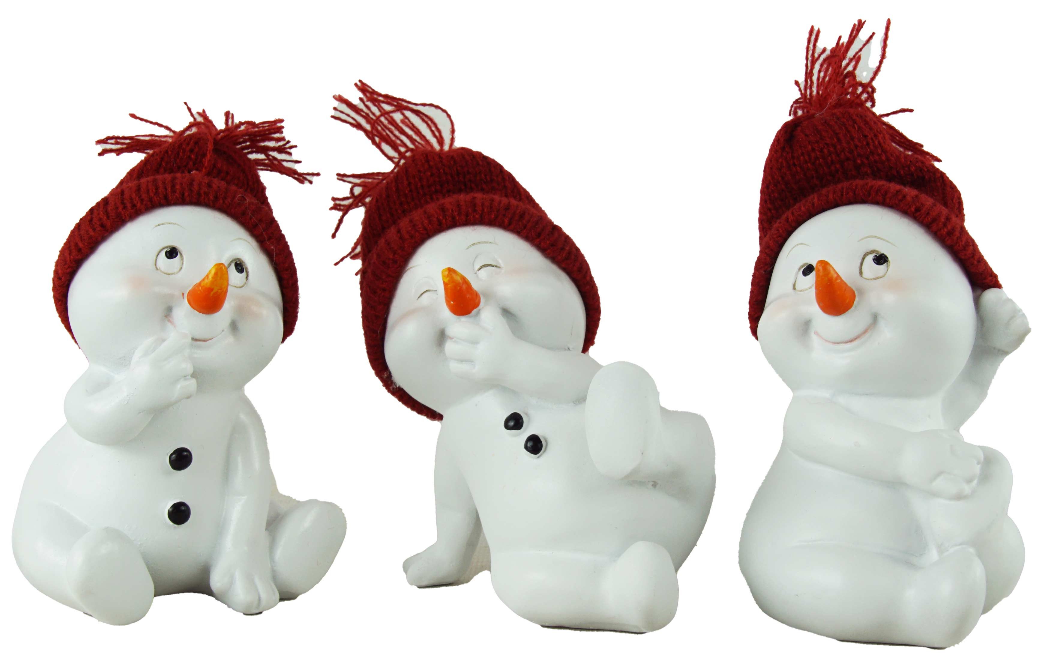 IKO Dekofigur 3 er Set Schneemänner mit Stoffmütze (3 St), Dekofigur Schnee günstig online kaufen