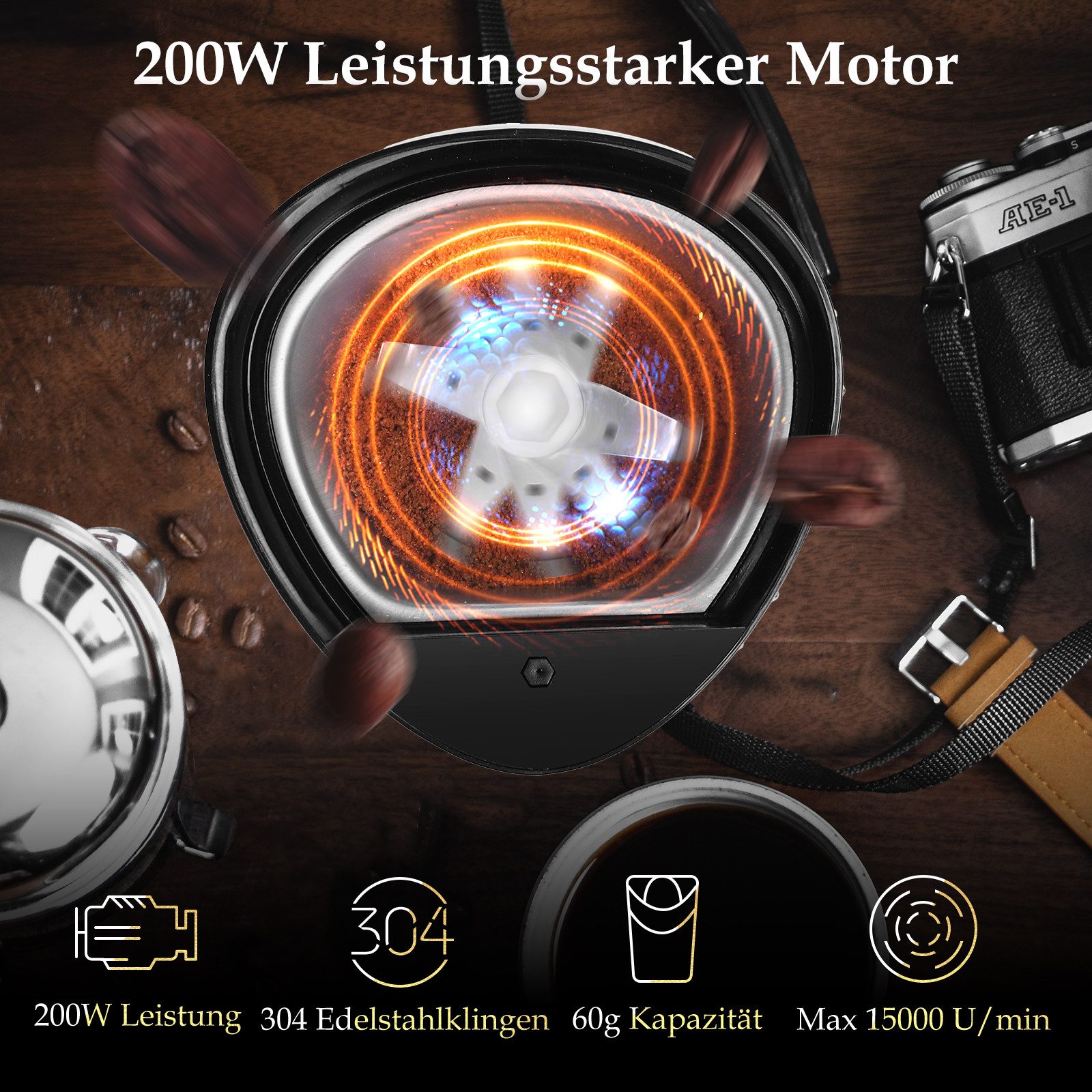 Aigostar Kaffeemaschine mit Mahlwerk Korbfilter, Kaffeemaschine mit Thermobecher, 24h-Timer, AutoClean-Funktion, Korbfilter, Kaffeemaschine mit Thermobecher, 24h-Timer, AutoClean-Funktion