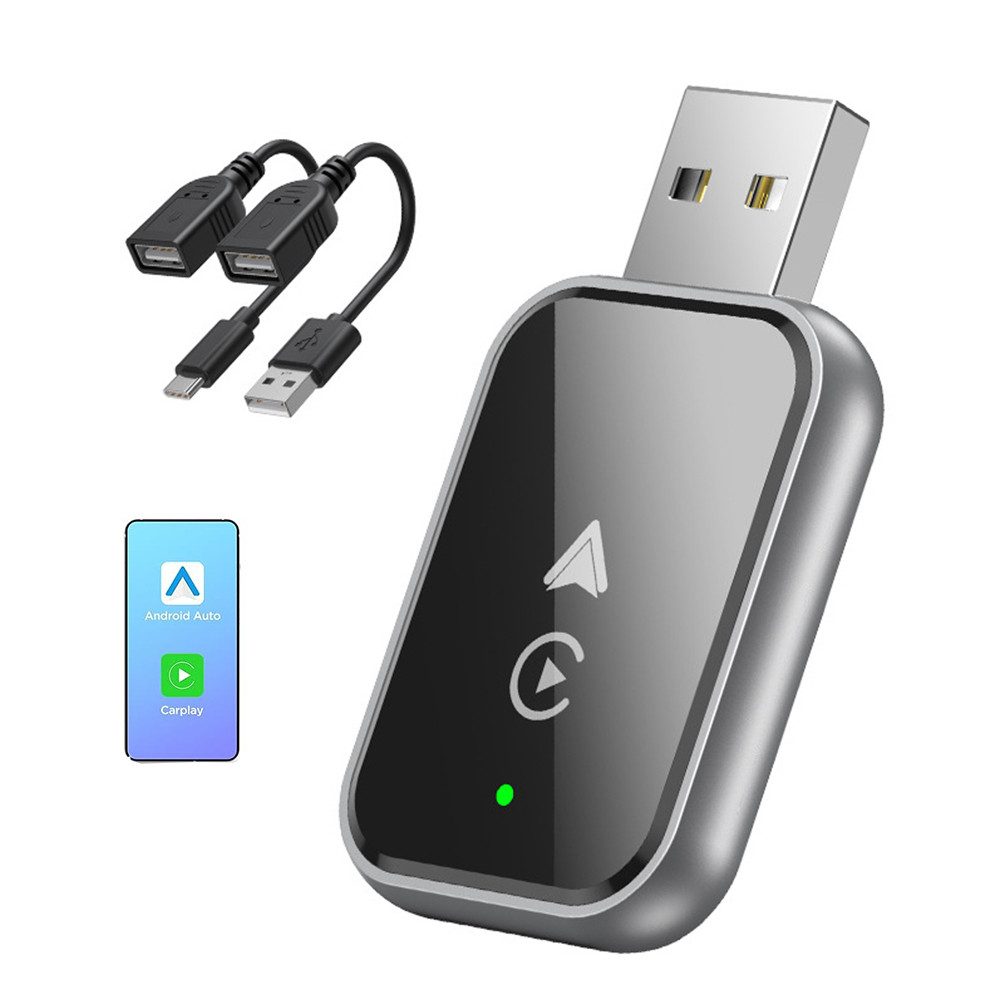 TUWENA Wireless CarPlay Adapter, 2 In 1 Carplay & Android Auto Adapter Adapter, Mit iPhone 6 and Android 11 and Above mit Wired CarPlay Autos, USB C/A