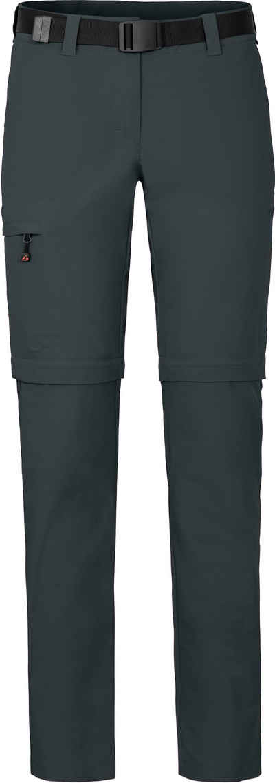 Bergson Zip-off-Hose BENNETT Zipp-Off (slim) Damen Wanderhose, vielseitig, pflegeleicht, Короткі розміри, dunkel grau