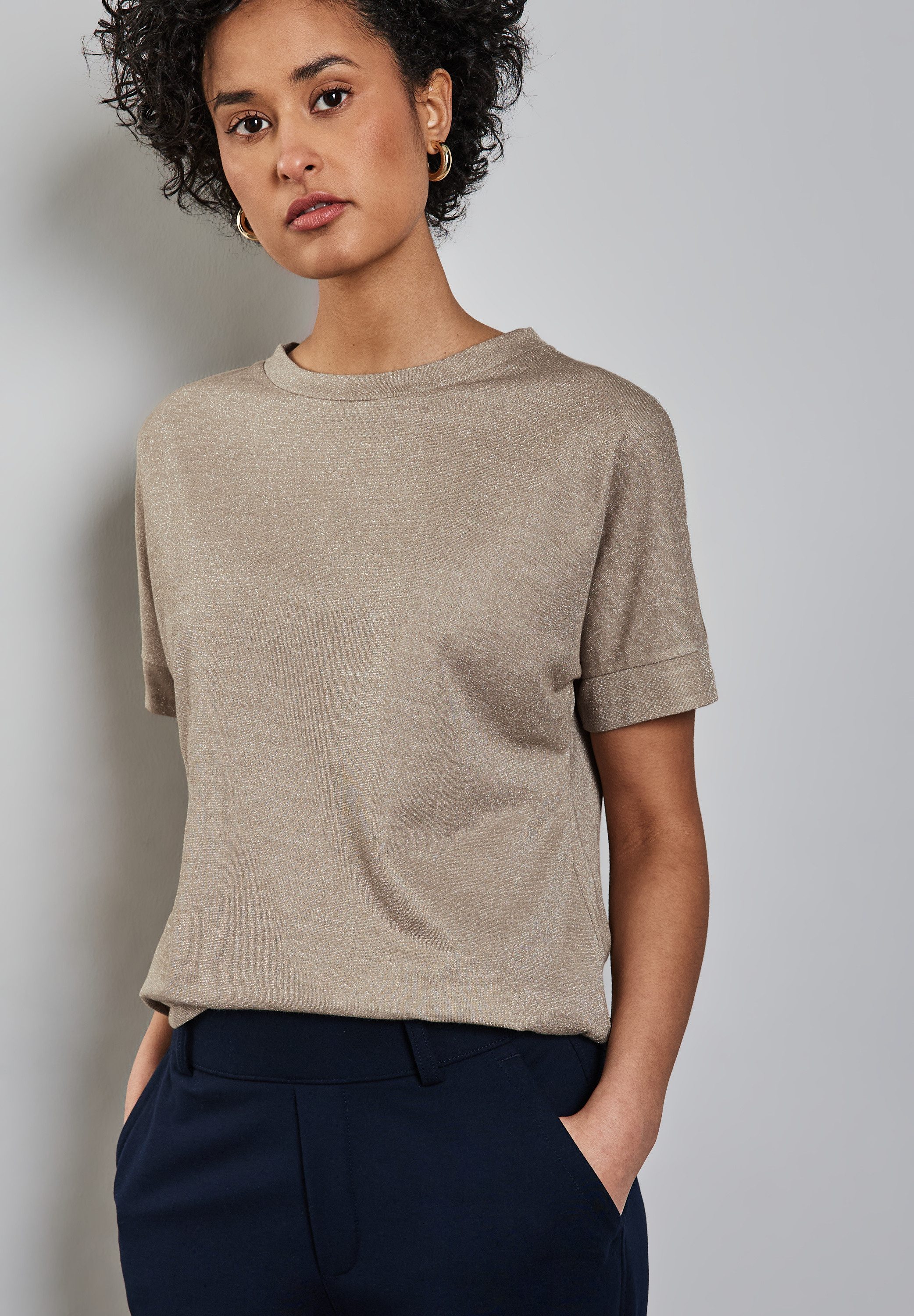 STREET ONE T-Shirt mit Glitzerdetails günstig online kaufen