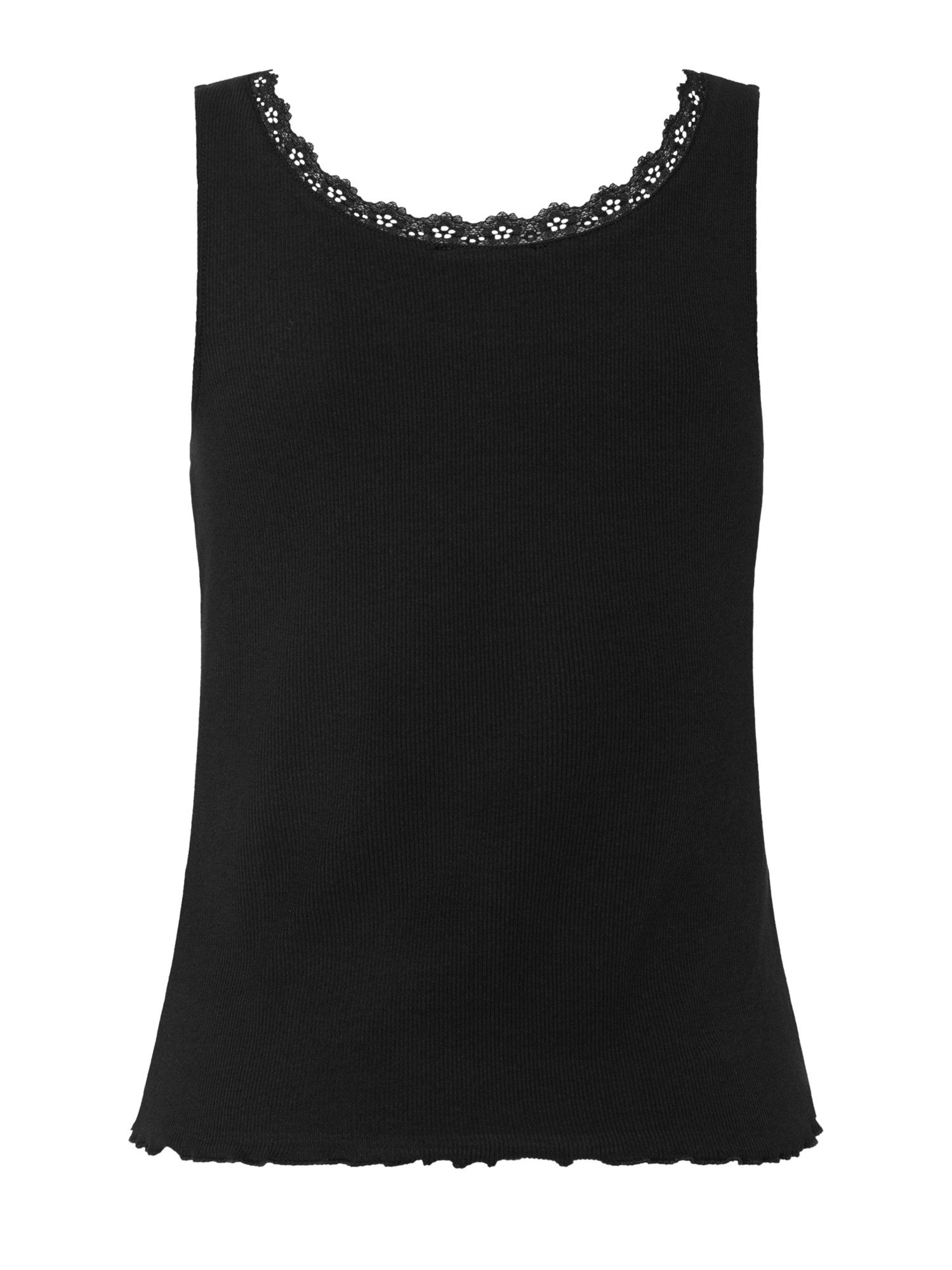 MORE&MORE Shirttop feminines, geripptes Top, Spitzenborte günstig online kaufen