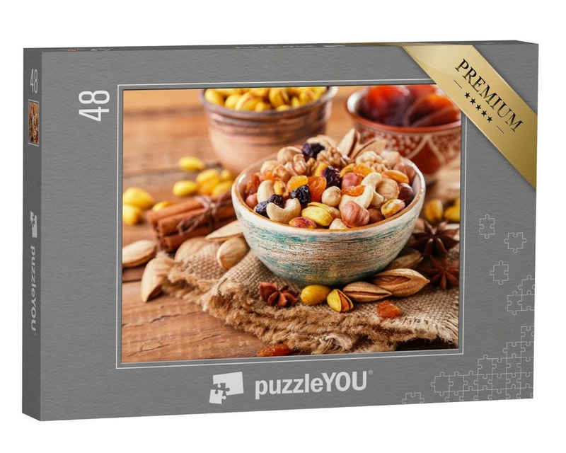 puzzleYOU Puzzle Knackigen Nüsse und köstliche Trockenfrüchte, 48 Puzzleteile, puzzleYOU-Kollektionen Nüsse