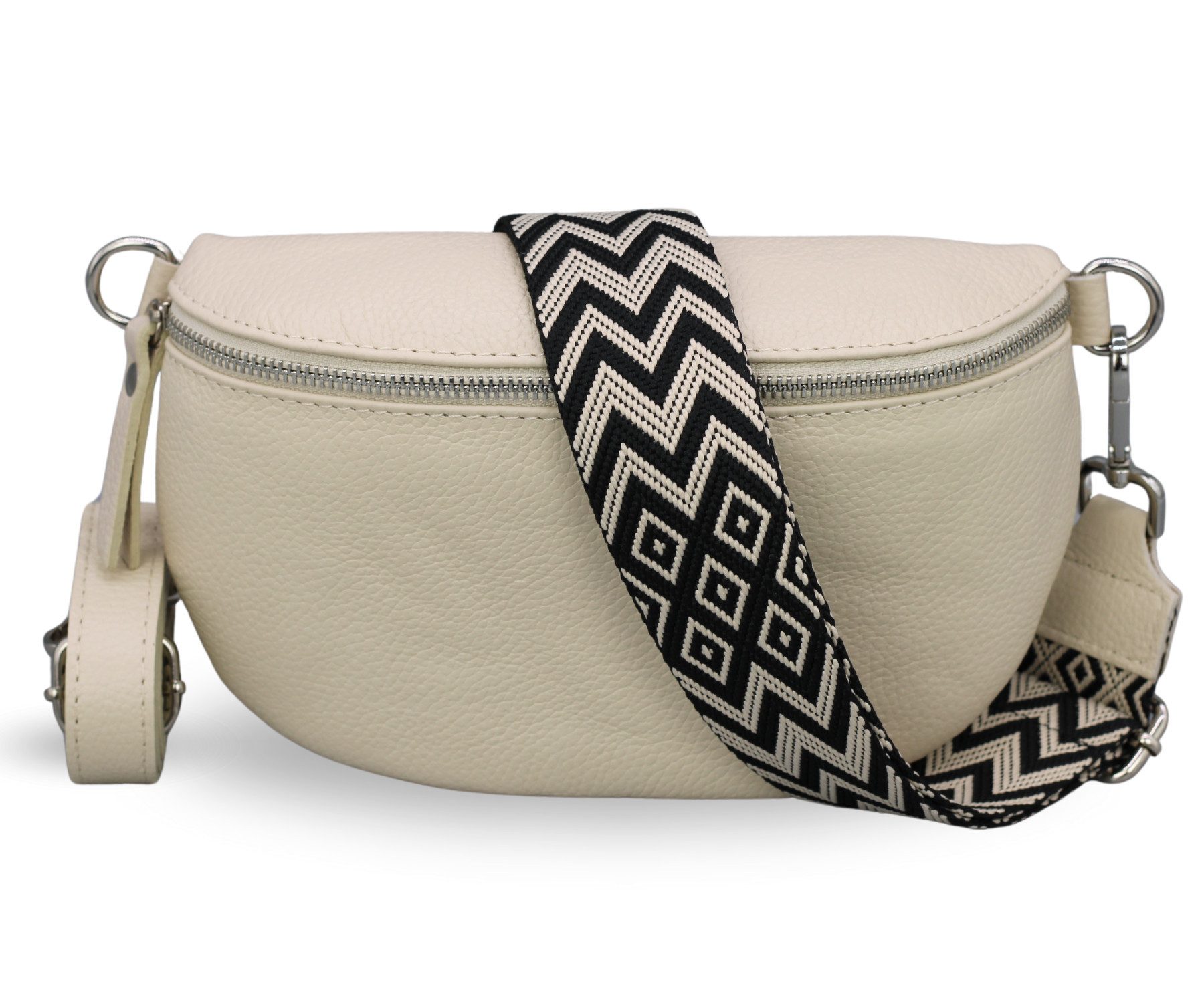 Adel Bags Gürteltasche EMMA Bauchtasche Damen Leder Beige Umhängetasche, Echtes Leder, hergestellt in Italien, mit 2 Riemen