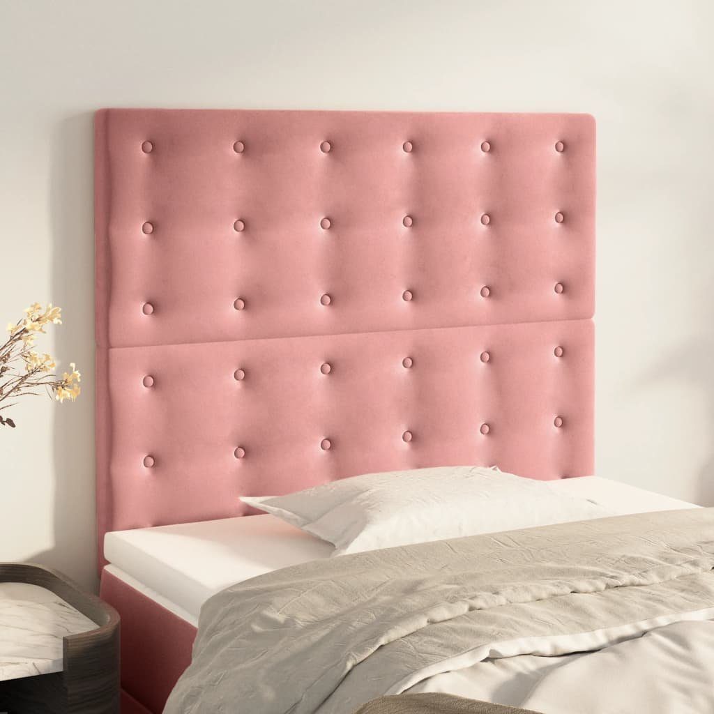 vidaXL Bett Kopfteil Rosa 100 x 5 x 118/128 cm Samt (1-tlg)