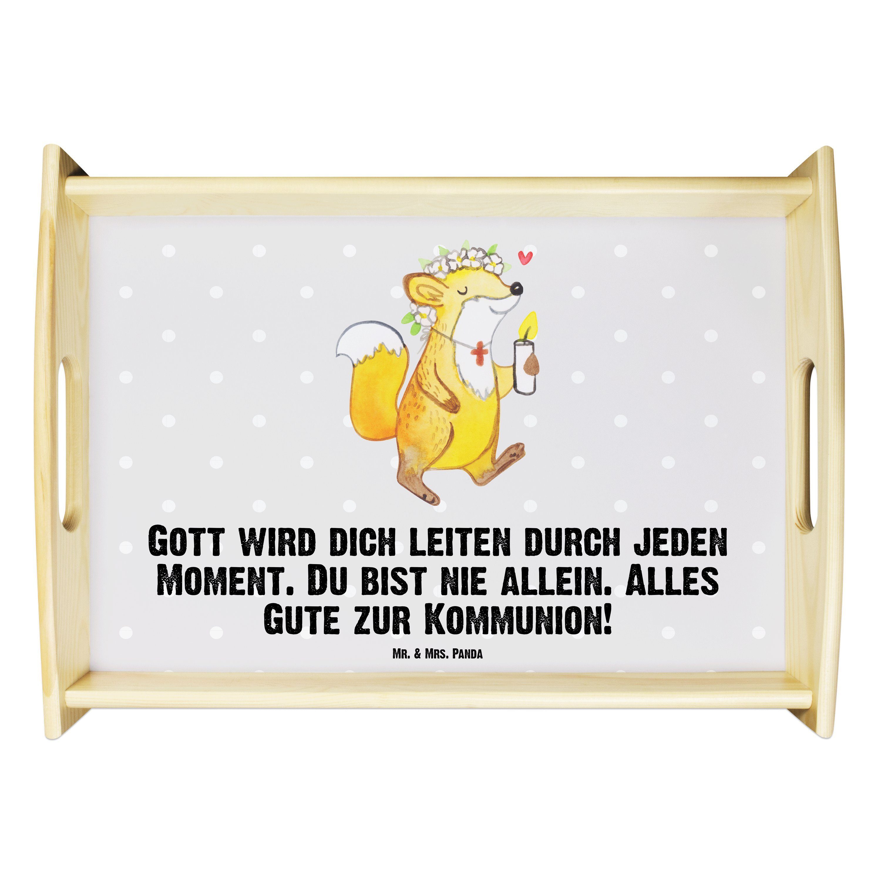 Fuchs Mr. lasiert, - Panda Tablett Geschenk, Mrs. Mädchen Grau & Gesch, Konfirmation (1-tlg) Pastell Echtholz - Kommunion
