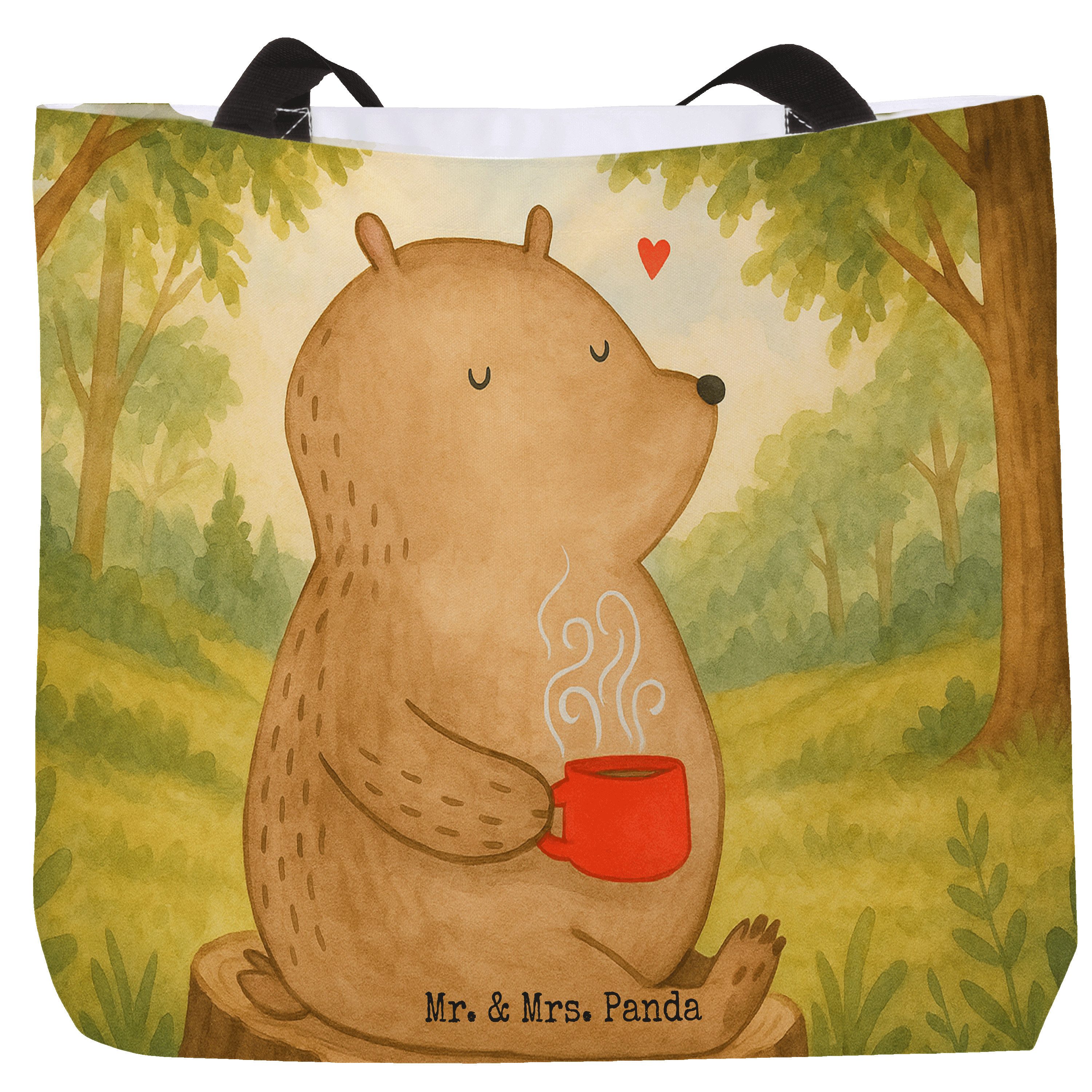 Shopper Bär Kaffee Design, Tote Bag, Weiß, Bären, Reisetasche, Laptoptasche