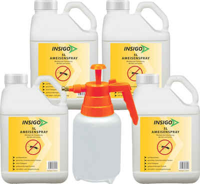 INSIGO Ameisengift Anti Ameisen-Spray Ameisen-Mittel Ungeziefer-Spray, 20 l, auf Wasserbasis, geruchsarm, brennt / ätzt nicht, mit Langzeitwirkung