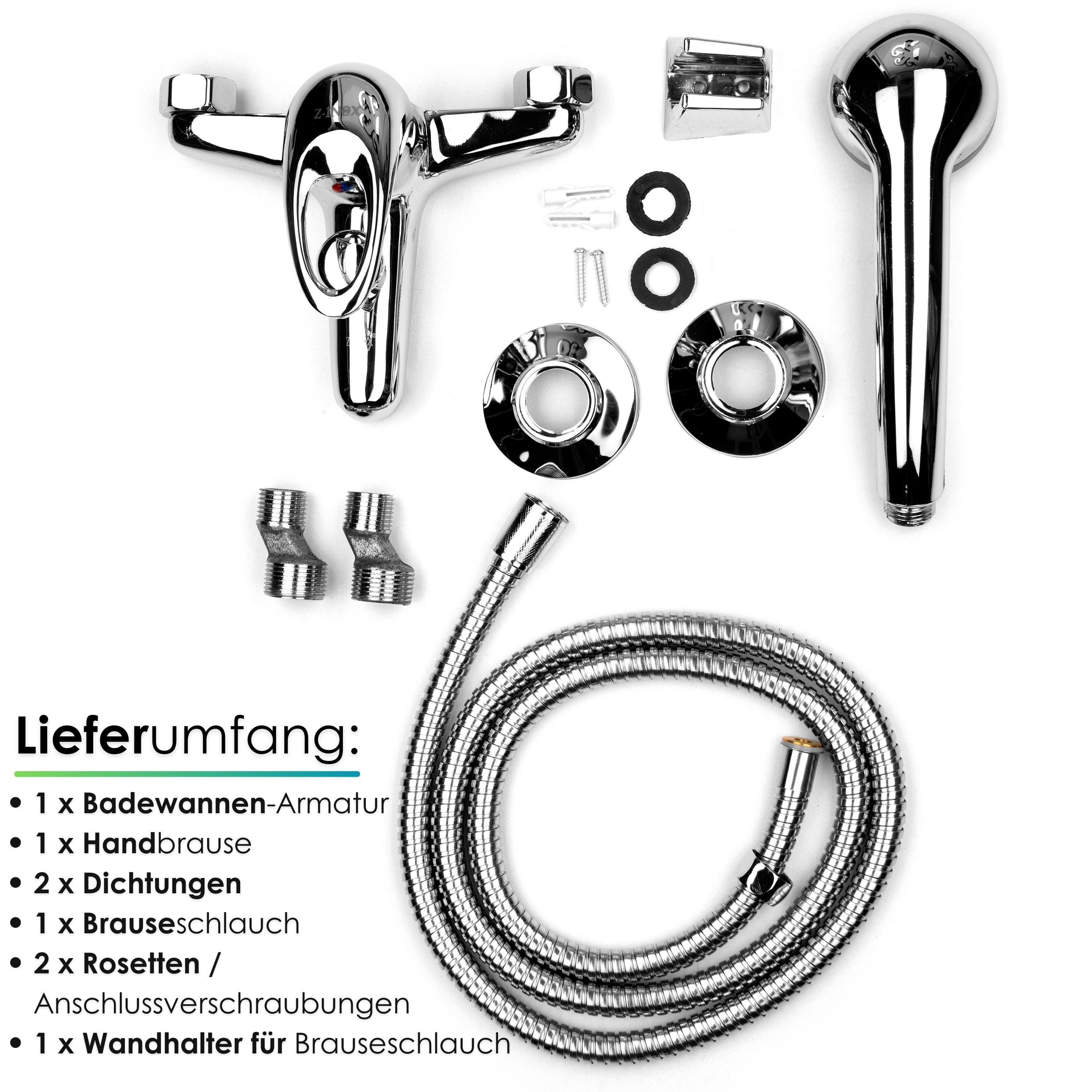 Zilan Badarmatur ZLN-7710 (Set) Edelstahl,DIN-Anschluss,inkl. Handbrause & Brauseschlauch
