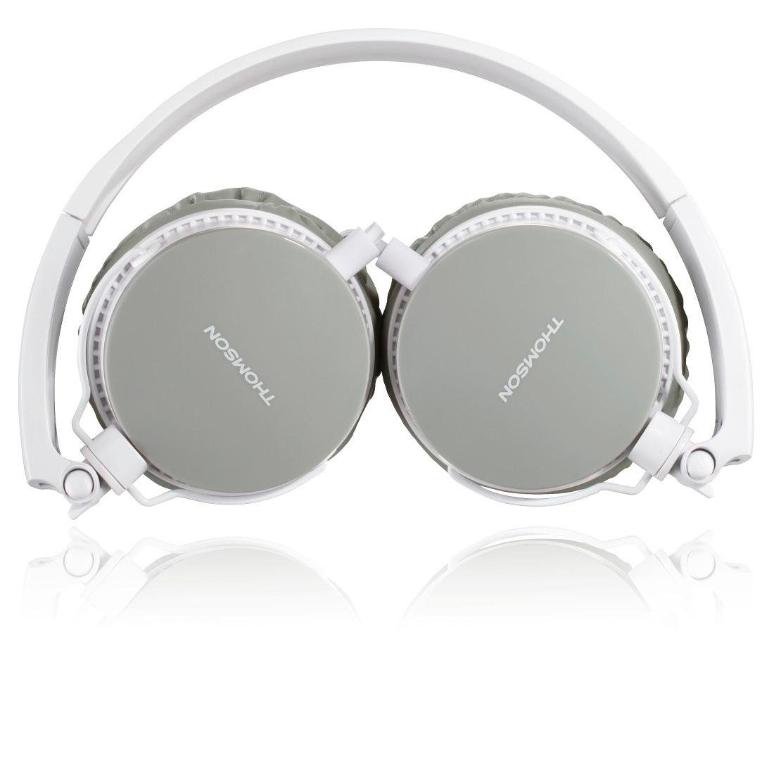 Thomson On Telefon Ear Kabel, mit mm Funktion, Headset, Mikrofon, 3,5 Kopfhörer (Freisprechfunktion, Klinkenstecker Rufannahmetaste, On-Ear-Kopfhörer Weiß) faltbar, Farbe