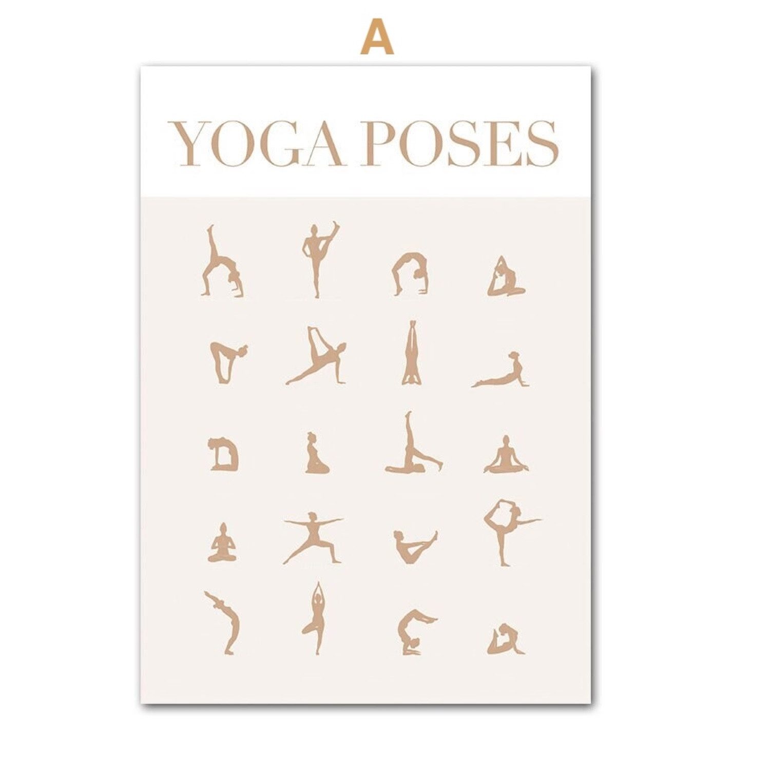 JUSTGOODMOOD Poster Yoga Abstrakt sitzende Frau und Posen als Deko Print ohne Rahmen 20x25, C (1 St)