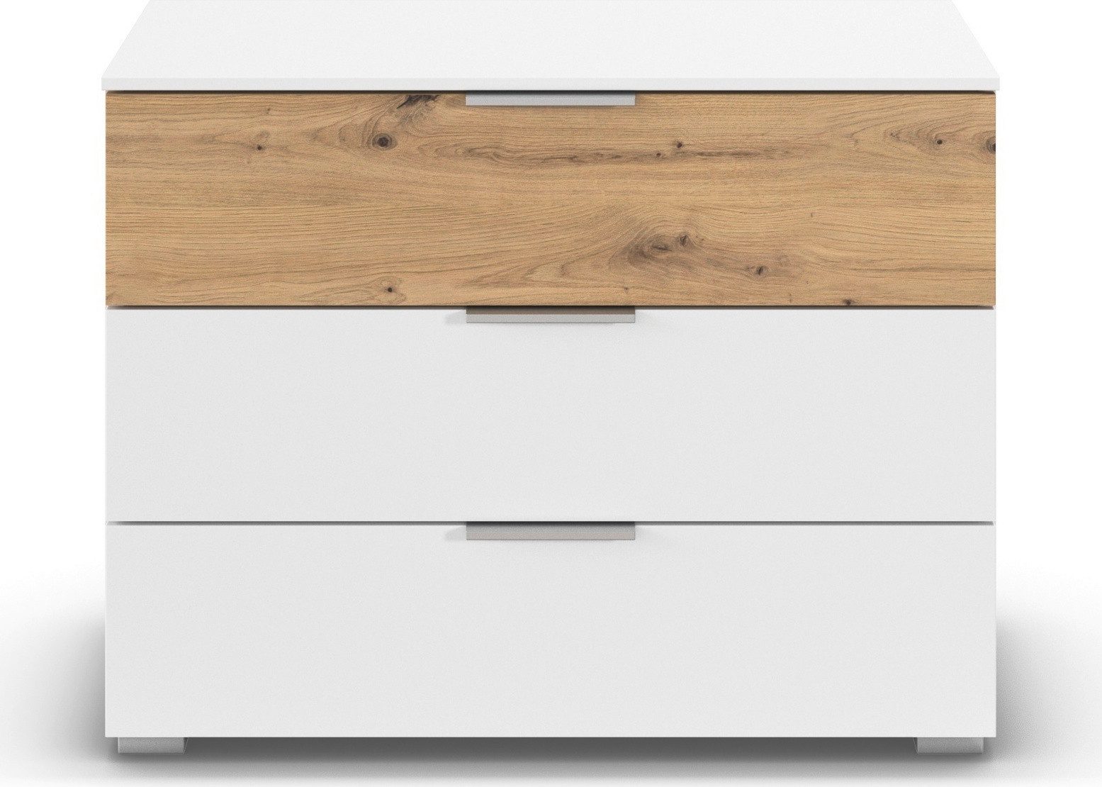 OTTO home Schubkastenkommode Kommode Sideboard Schubladenkommode Schlafzimmerkommode ASTANA (Breite 80 cm / Höhe 61 cm), mit 3 geräumigen Schubladen, Kantengriff in Alufarben MADE IN GERMANY