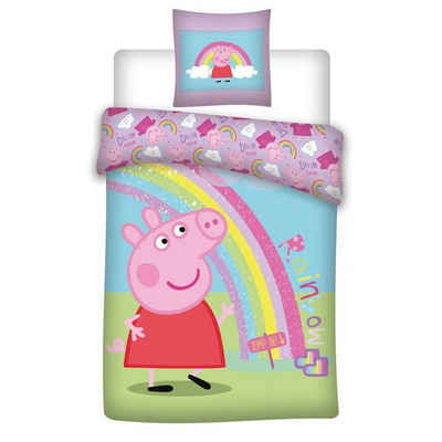 Kinderbettwäsche »Peppa Wutz Regenbogen Mikrofaser Bettwäsche«, Peppa Pig, Deckenbezug 135-140x200 cm Kissenbezug: 63X63 cm