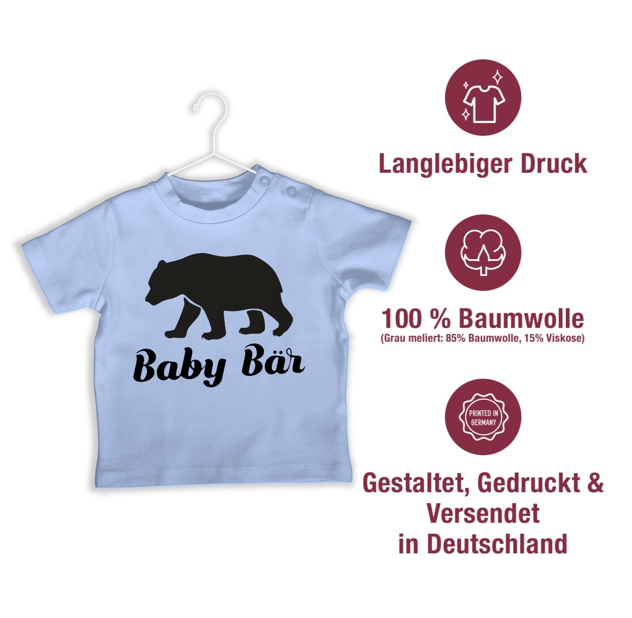 Shirtracer T-Shirt Baby Tiermotiv Bär Babyblau Baby Print Animal 2