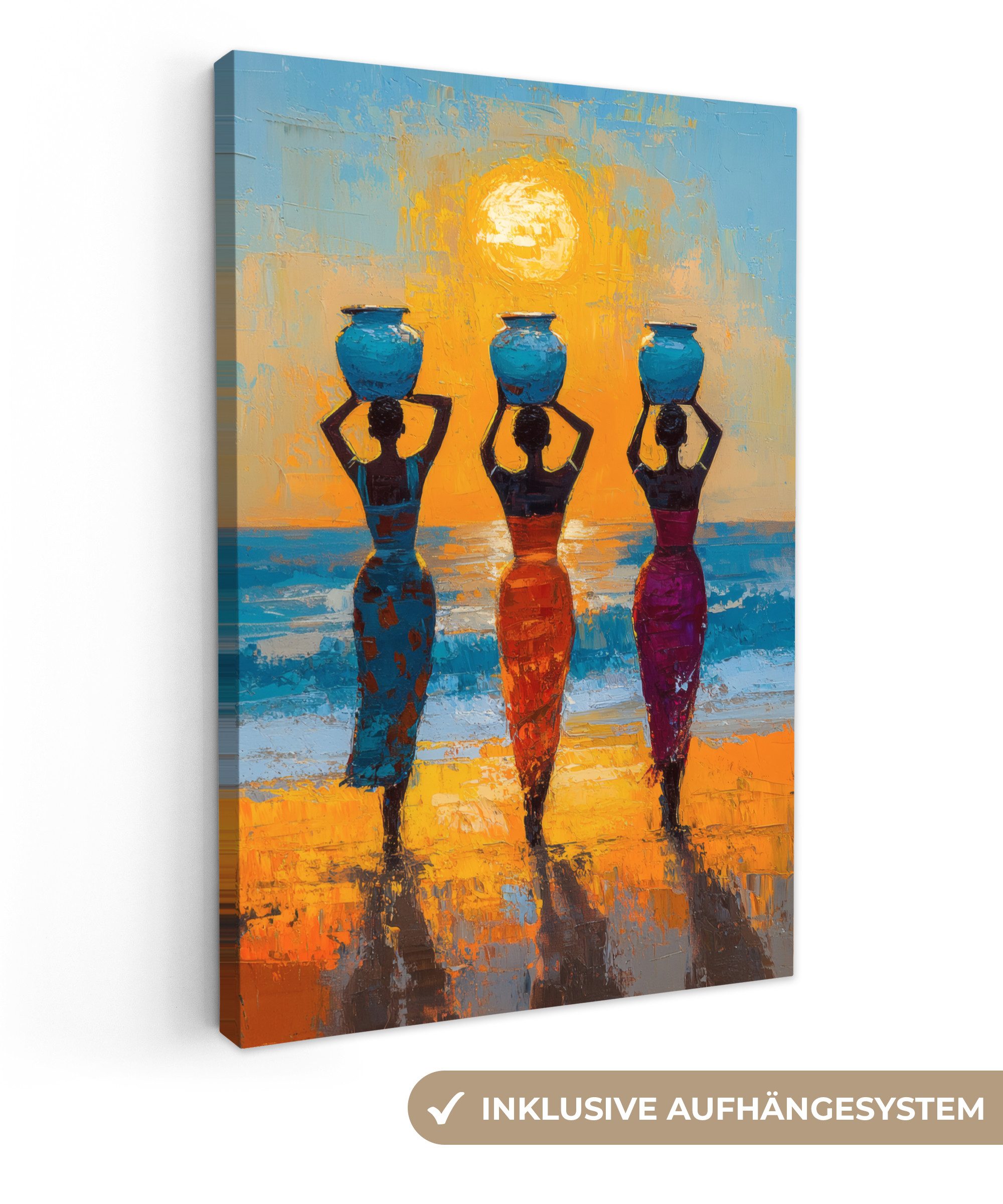 OneMillionCanvasses® Leinwandbild Frauen - Strand - Sonnenuntergang, Fotodr günstig online kaufen