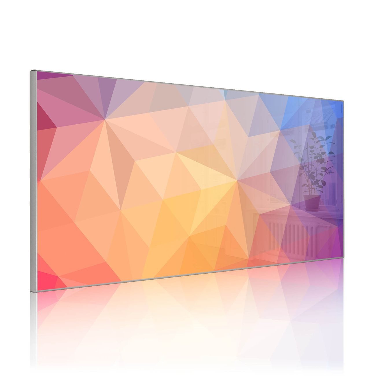 banjado Magnettafel Grau aus Stahl Querformat mit Motiv Bunte Kristalle, (inkl. 4 Magnete, Stahlmagnettafel)