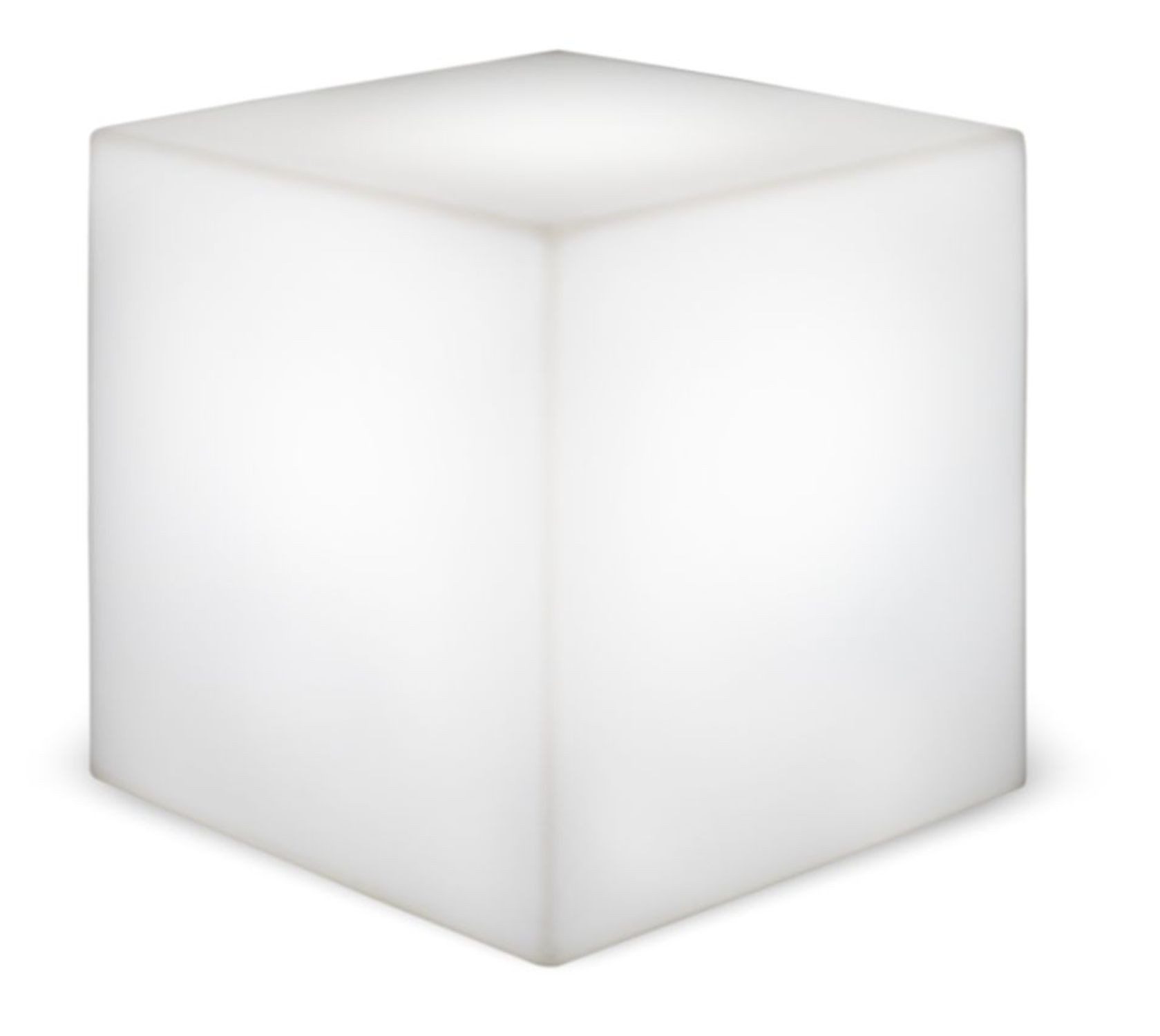 Licht-Erlebnisse Außen-Stehlampe VINKLAD, Warmweiß, Leuchtwürfel mit Kabel Stecker Weiß B: 40 cm IP65 inkl. E27 LED 2700 K