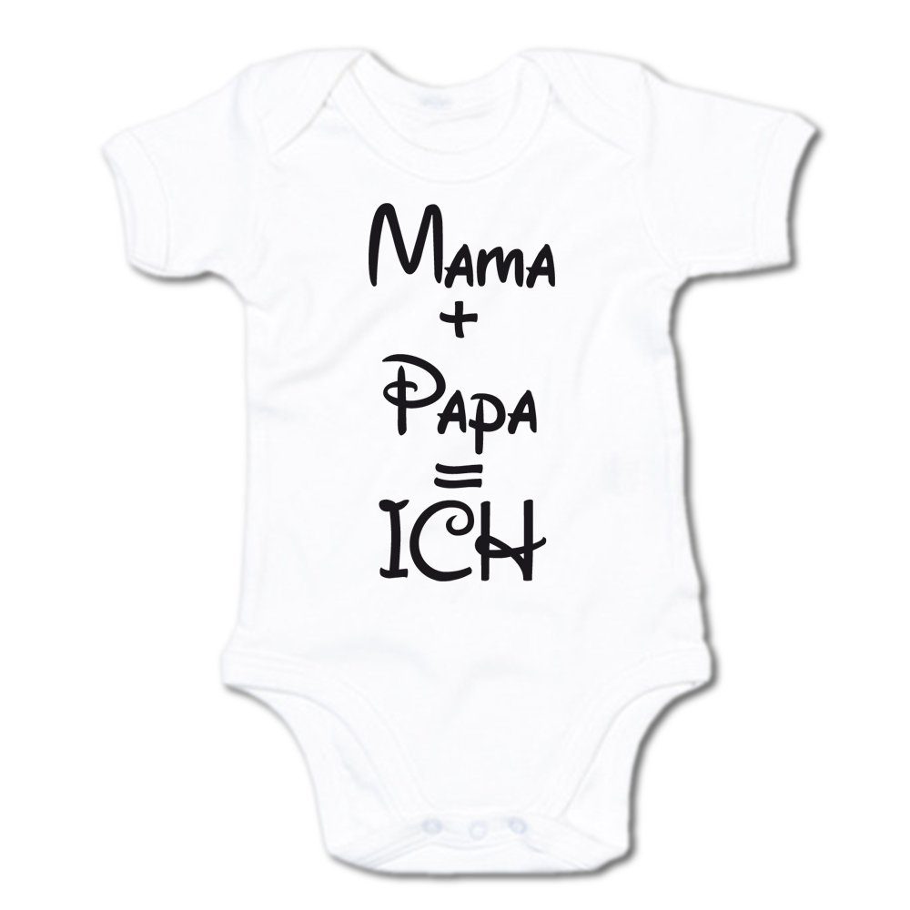 G-graphics Kurzarmbody Mama + Papa = ICH Baby Body mit Spruch / Motiv / Aufdruck • zur Geburt / Babyparty