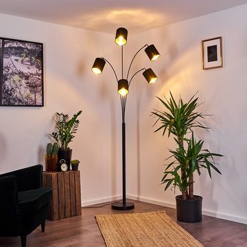 hofstein Stehlampe »Vellai« Stehleuchte aus Metall/Stoff in Schwarz/Gold, ohne Leuchtmittel, 5xE14, moderne Leuchte verstellbare Leuchtenköpfe und Fußschalter