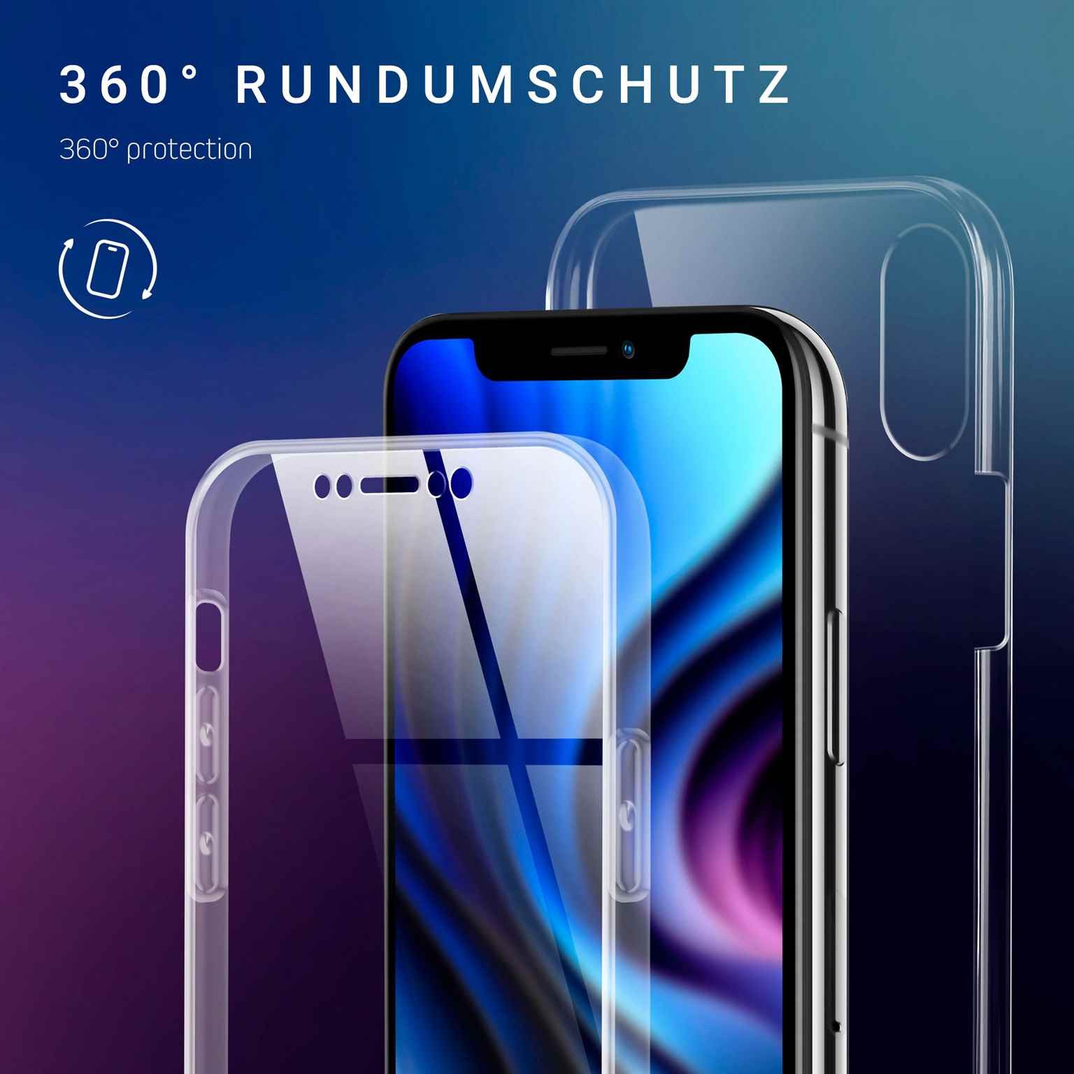 ONEFLOW Handyhülle für iPhone XS Max Hülle Komplett Schutz Touch Case 6,5 Zoll, 360 Grad Schutzhülle Transparent Rundumschutz Durchsichtig Beidseitig