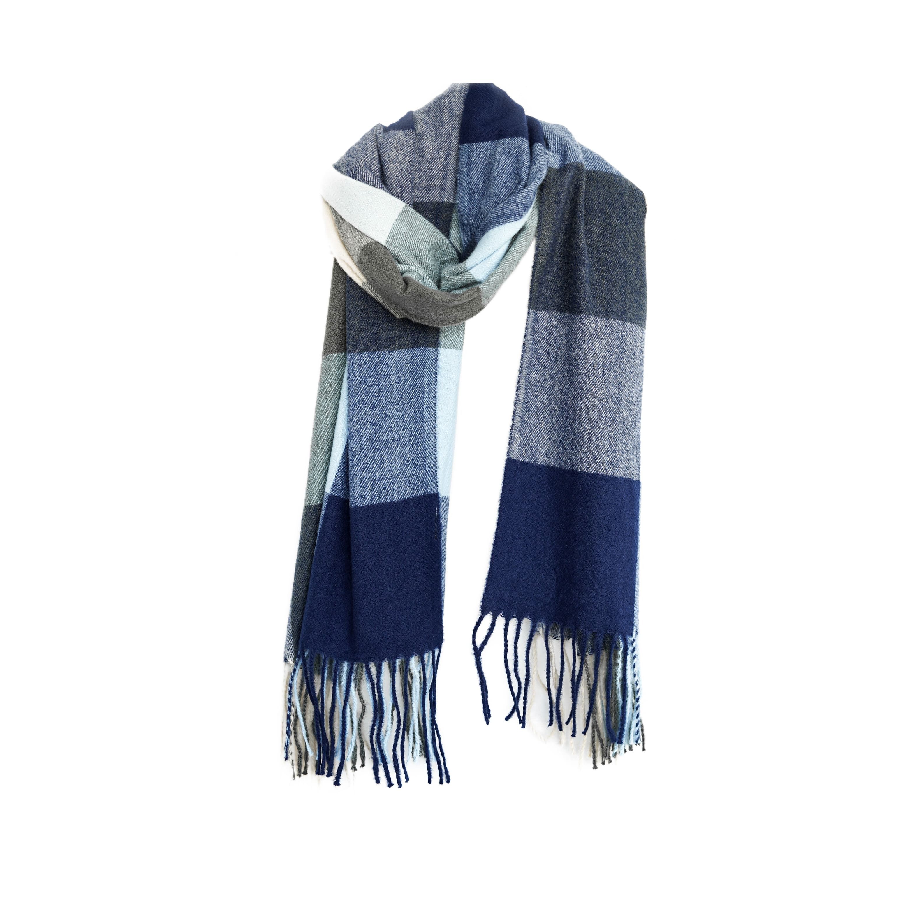 COFI 1453 Modeschal Moderner Schal mit Fransen in Karomuster Halstuch für D günstig online kaufen