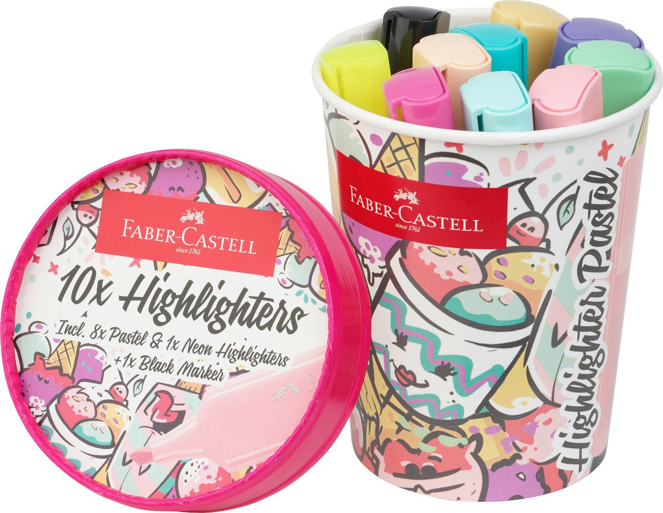 Faber-Castell Buntstift Textmarker Highlighter Ice Cream Cup Pastell 10er-Set