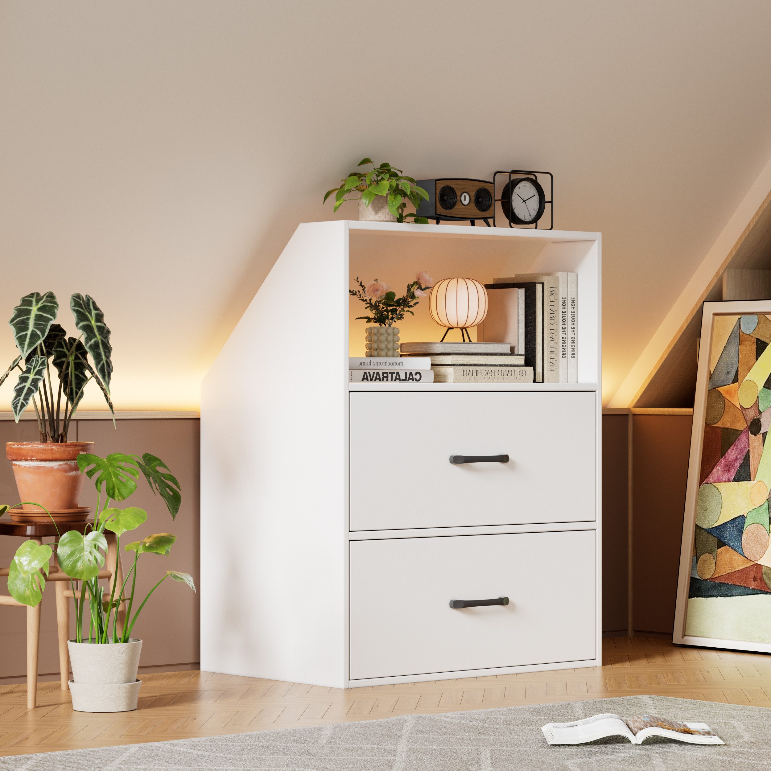 TWSOUL Regal Dachschrägenregal,Dachschrägenschrank mit 2 Schubladen günstig online kaufen