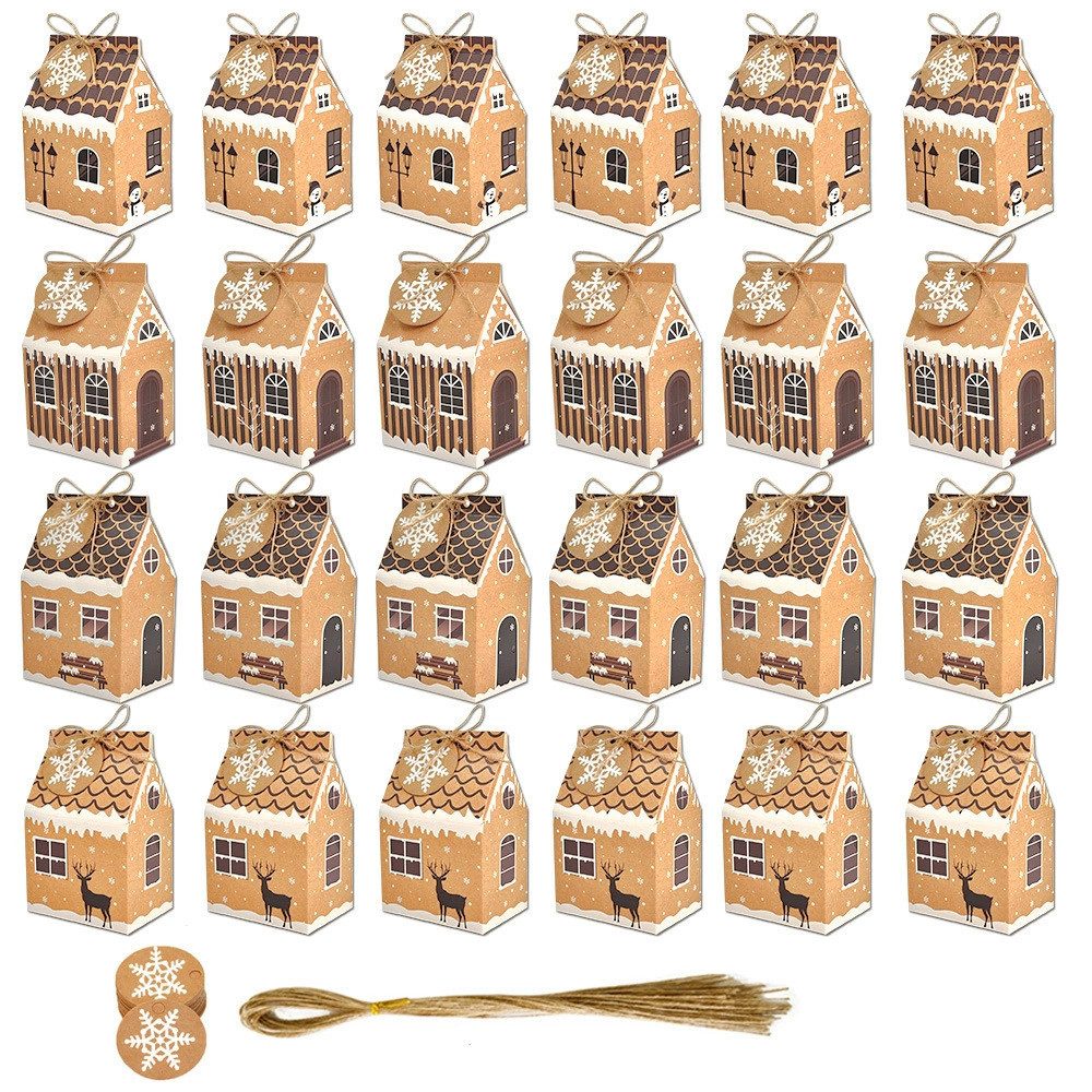 CLTYQ befüllbarer Adventskalender 24 Adventskalenderbeutel zum Befüllen,24 Weihnachtsgeschenkboxen, Adventskalender zum selber befüllen,zum Aufhängen oder Stellen