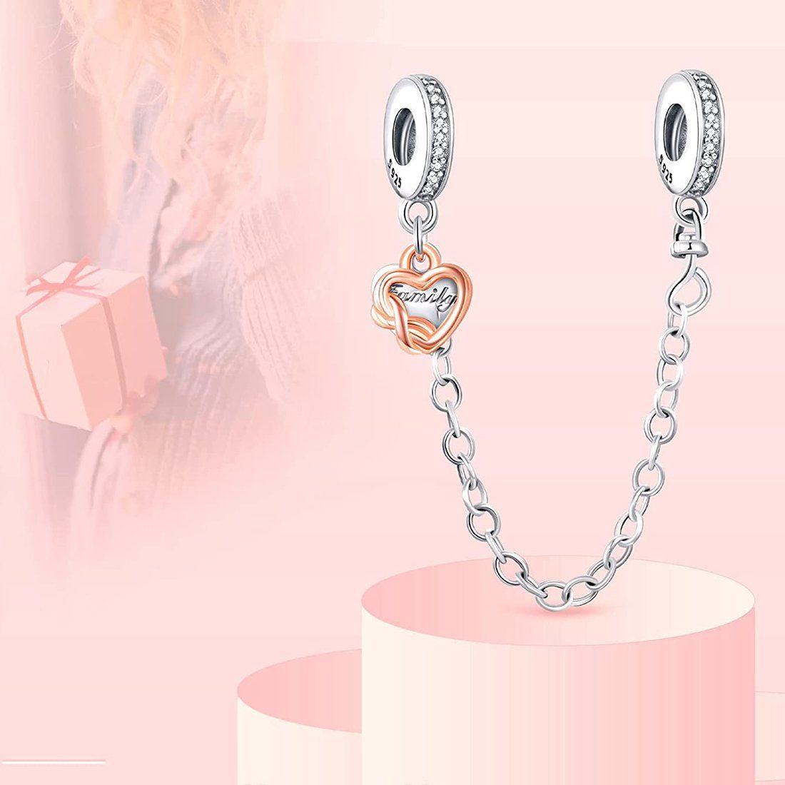 Haiaveng Halskette Bead, Herzanhänger S925 Silber Anhänger Bracelet Hearts Mit besetzt, Für Armband kubischen Steinen Sterling