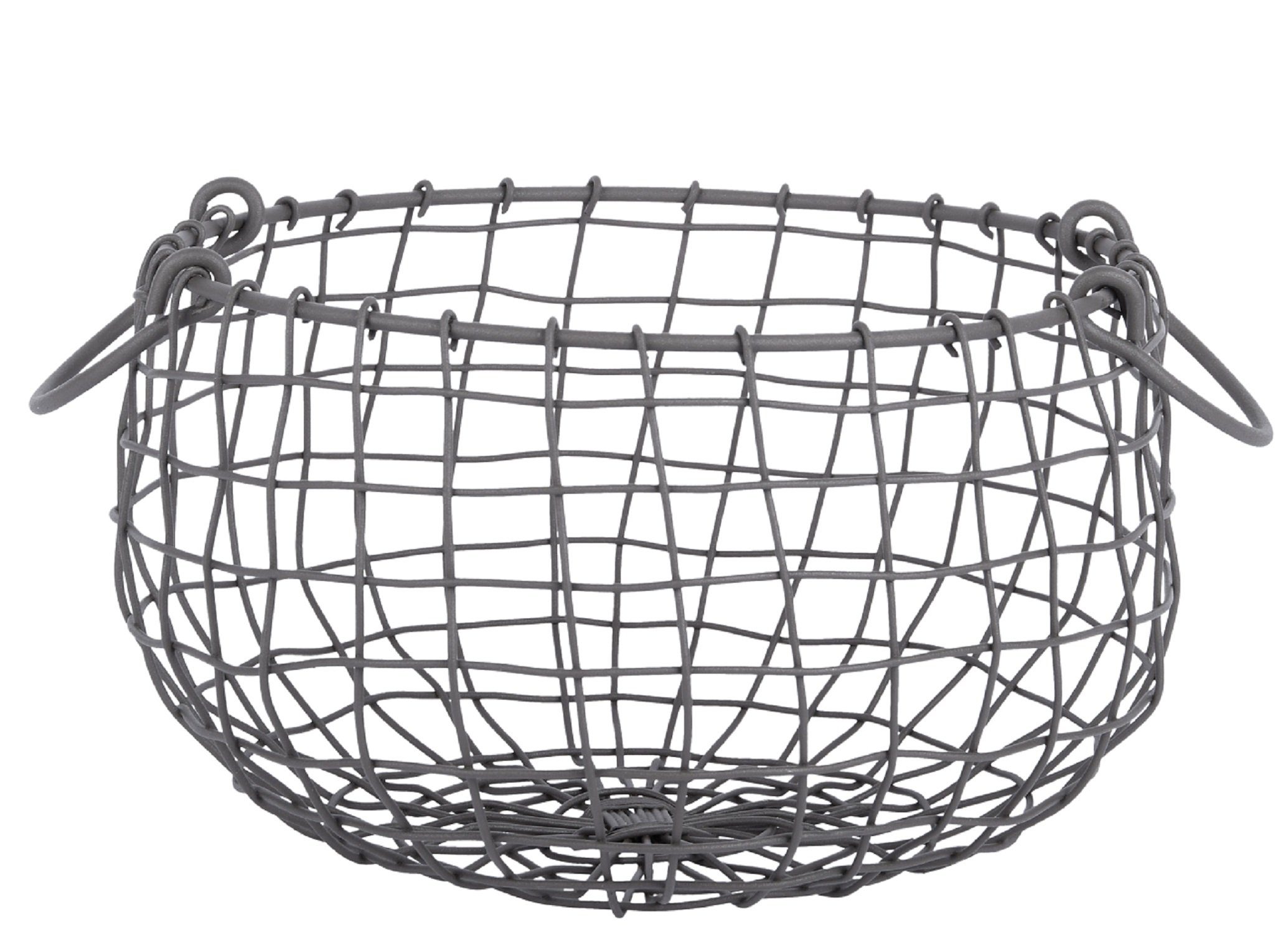 Aufbewahrungsbox Draht Korb -MITTEL- rund Ø 26 cm Griffe Dekoration
