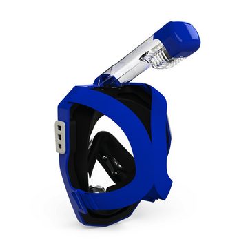 Carromco Tauchermaske »Carromco Vollgesichts- Schnorchelmaske in blau, integrierter Schnorchel, Schnorchelset Erwachsene, Taucherbrille Erwachsene, Tauchmaske«, 180° Panoramasicht, Anti-Beschlag-System, freies Atmen